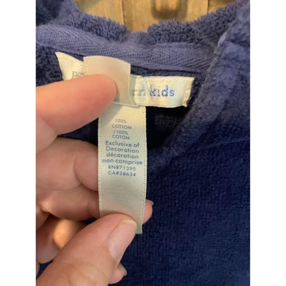 Pottery Barn Kids Hooded Towel Blue Sailboat Beach Pool Baby Size 12-18 Months